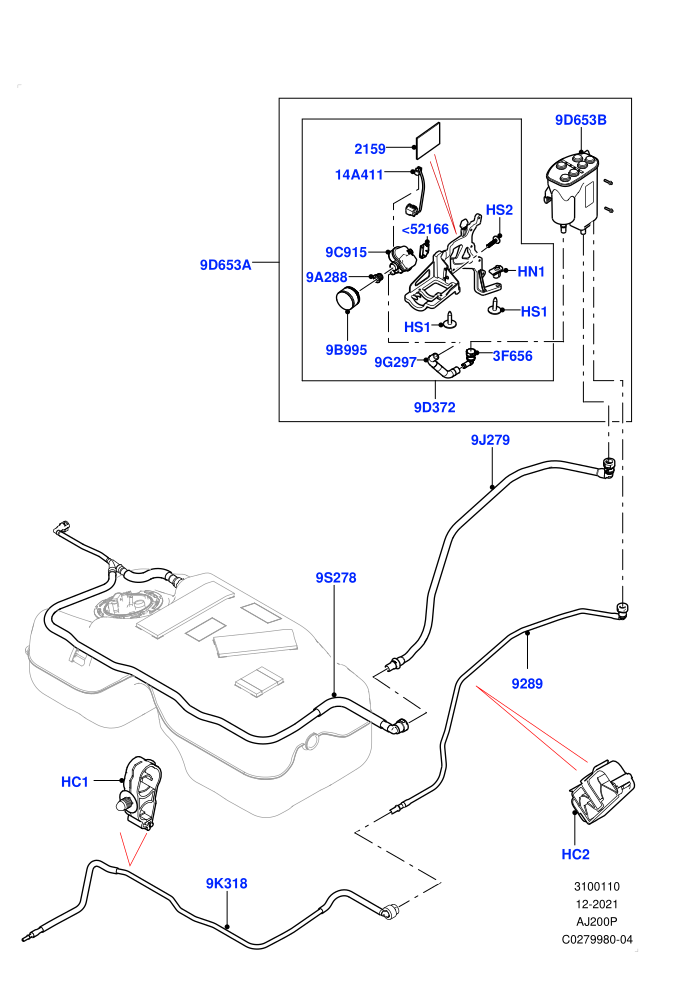 Fuel Lines (2.0L I4 High DOHC AJ200 Petrol,2.0L I4 Mid DOHC AJ200 Petrol,Fuel Tank Filler Neck - DMTL,Halewood (UK))(Rear)((V)FROMJH000001)