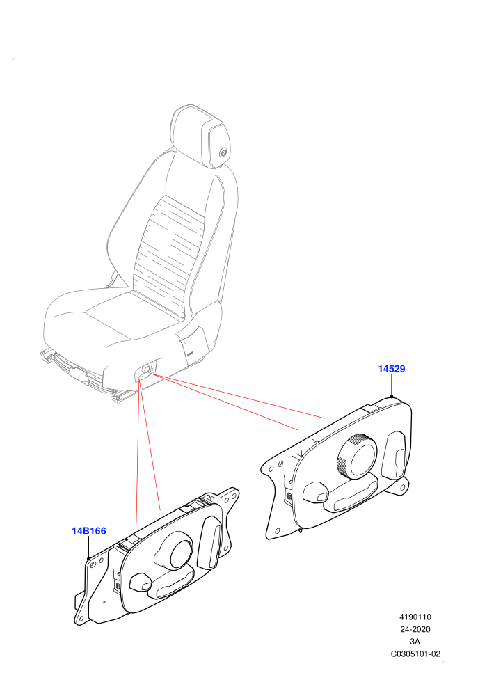 Switches (Halewood (UK),Less Seat Adjuster,Seat Cushion Power Fore/Aft,Seat Cushion Power Height)(Seats)((V)FROMLH000001)