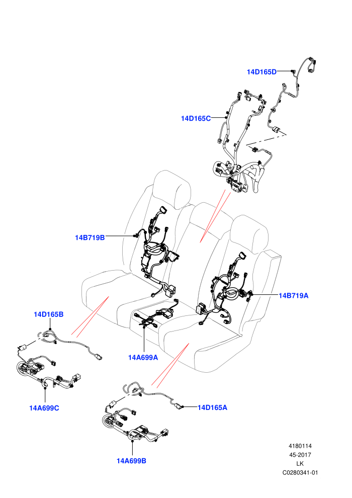 Wiring - Seats (40/20/40 Super Slouch Rear Seat)(Rear Seats)((V)TOJA999999 (V)FROMJA000001)