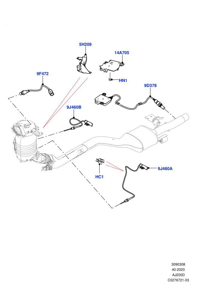 Exhaust Sensors And Modules (2.0L I4 DSL HIGH DOHC AJ200,2.0L I4 DSL MID DOHC AJ200,EU6 + DPF Emissions,Japanese Emission + DPF)
