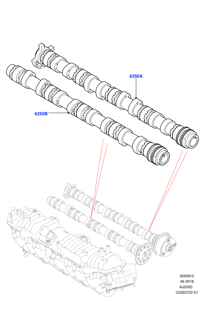 Camshaft (2.0L AJ20D4 Diesel High PTA,2.0L AJ20D4 Diesel LF PTA,2.0L AJ20D4 Diesel Mid PTA,Halewood (UK))
