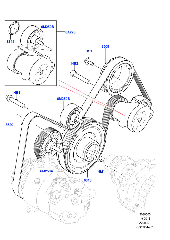 Pulleys And Drive Belts (2.0L AJ20D4 Diesel High PTA,2.0L AJ20D4 Diesel LF PTA,2.0L AJ20D4 Diesel Mid PTA,Halewood (UK),Less Electric Engine Battery)