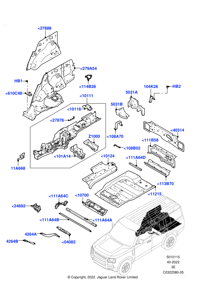 Floor Pan - Centre And Rear (Long Wheelbase)