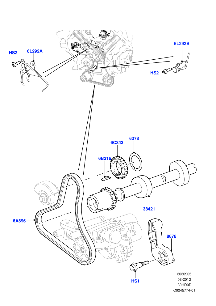 Timing Gear (3.0L DOHC GDI SC V6 PETROL)(Auxiliary Drive,Solihull Plant Build)((V)FROMEA000001)