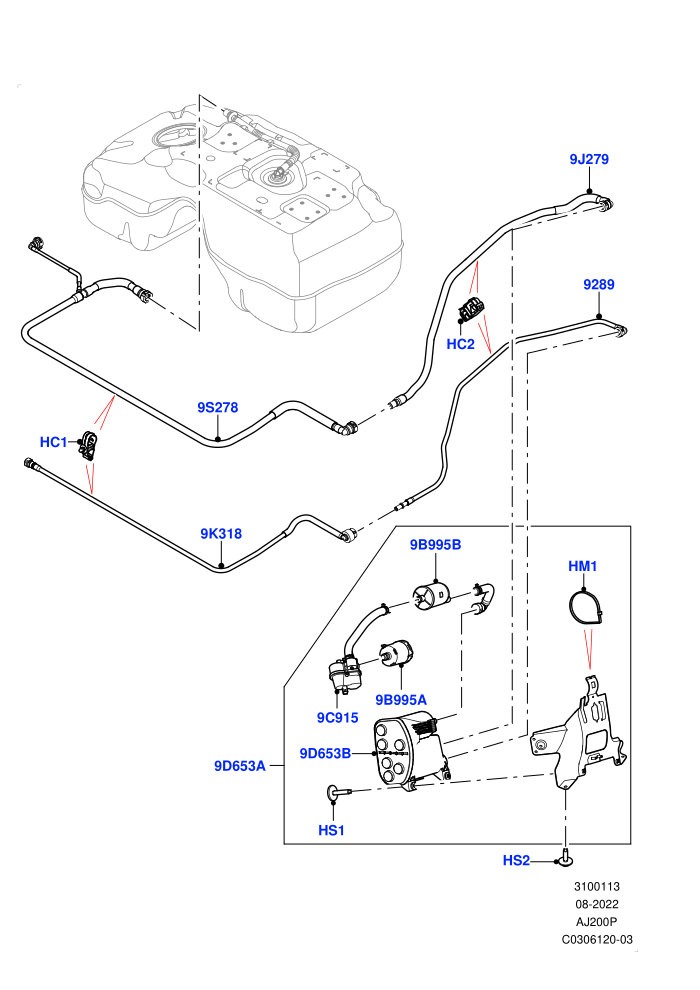 Carbon Canister (2.0L AJ20P4 Petrol Mid PTA,Changsu (China),Fuel Tank Filler Neck - DMTL)((V)TOPG167209 (V)FROMKG446857)