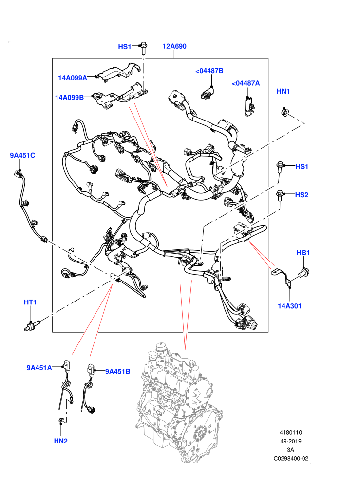 Electrical Wiring - Engine And Dash (2.0L AJ20D4 Diesel High PTA,2.0L AJ20D4 Diesel LF PTA,2.0L AJ20D4 Diesel Mid PTA,9 Speed Auto Trans 9HP50,Halewood (UK))(Engine)((V)FROMLH000001)