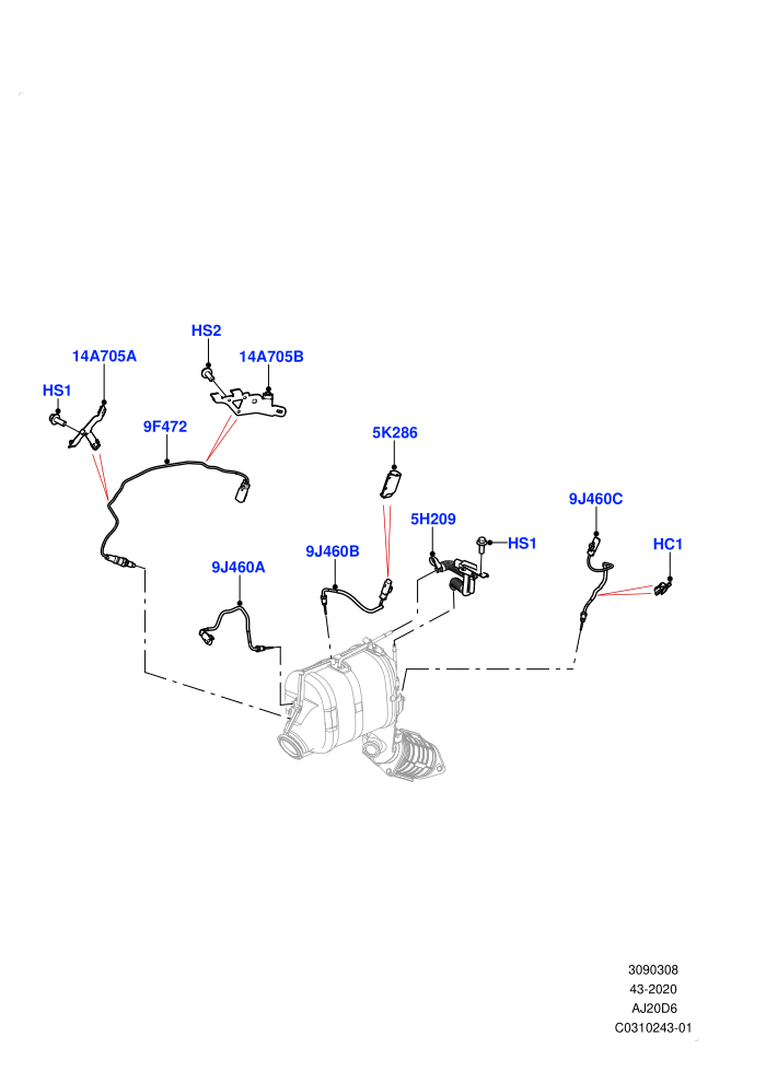 Exhaust Sensors And Modules (3.0L AJ20D6 Diesel High,EU5 + SCR,Euro Stage 4 Emissions,Proconve L6 Emissions,Stage V Plus DPF)(Nitra Plant Build)((V)FROMM2000001)