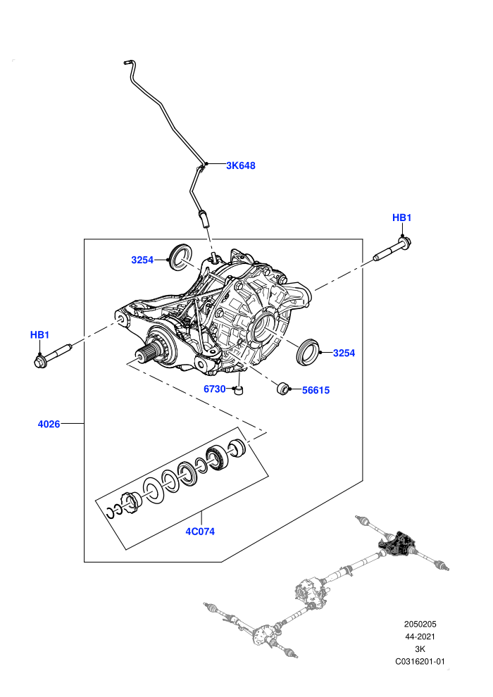 Rear Axle (Rear Axle Open Diff w/TVBB)