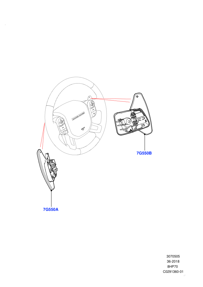 Gear Change-Automatic Transmission (8 Speed Auto Trans ZF 8HP70 4WD,8 Speed Auto Trans ZF 8HP70 HEV 4WD,Paddle Shift,Paddle Shift - Noble)(Nitra Plant Build,Steering Wheel)((V)FROMK2000001)