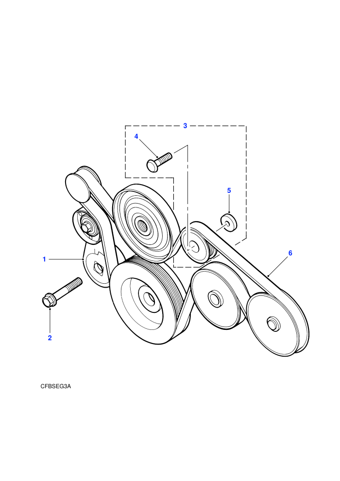 Drive Belt - With ACE (2.5L 5 Cyl Turbo Diesel,Less Air Conditioning,With Roll Stability Control)