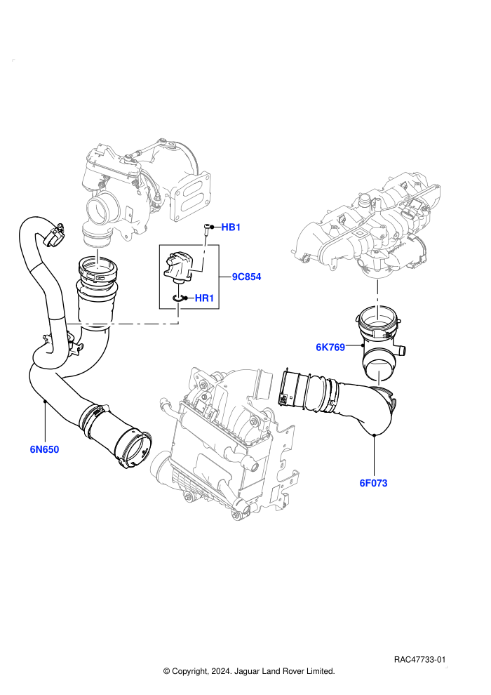Intercooler/Air Ducts And Hoses (2.0L AJ200P Hi PHEV,2.0L I4 High DOHC AJ200 Petrol)(Air Ducts And Hoses,Solihull Plant Build)((V)TOLA999999 (V)FROMJA000001)