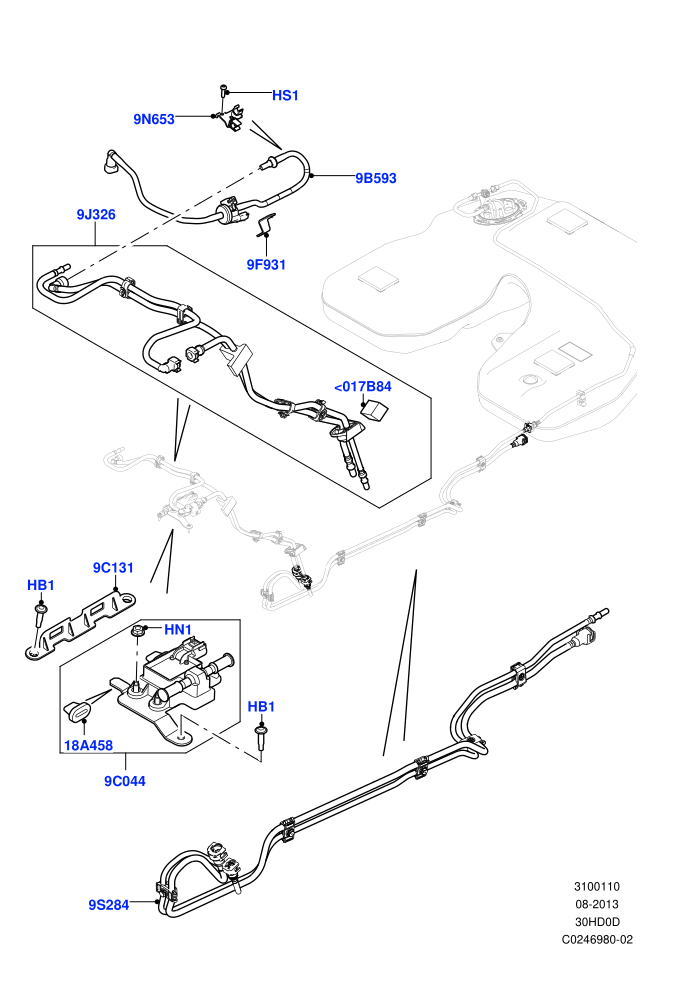 Fuel Lines ((+)CDN/USA,(+)KOR,3.0L DOHC GDI SC V6 PETROL,Flex Fuel - E100)(Front)