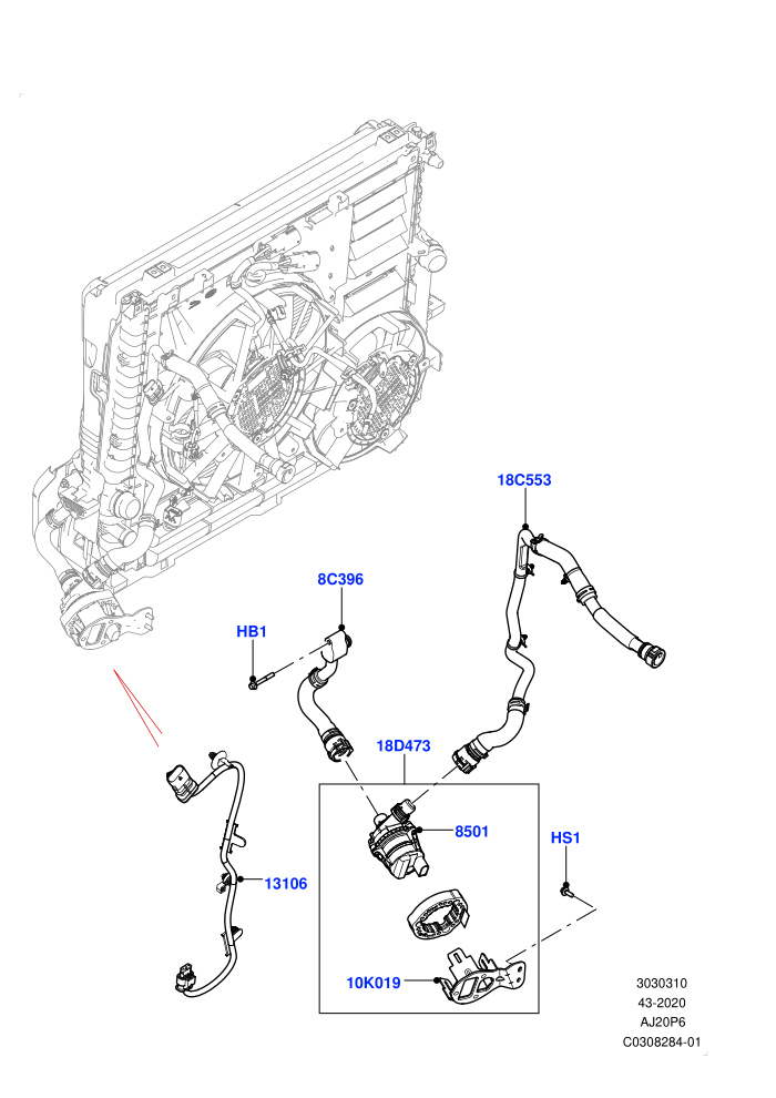 Water Pump (3.0L AJ20P6 Petrol High)(Auxiliary Unit)((V)FROMMA000001)