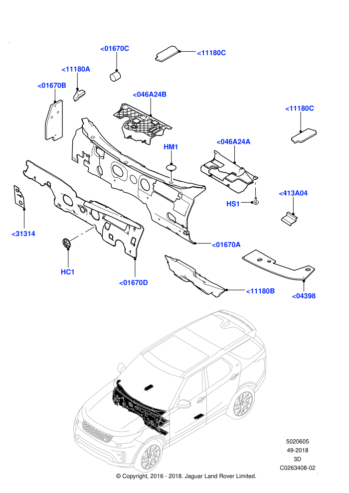 Insulators - Front (Passenger Compartment,Solihull Plant Build)((V)FROMHA000001)