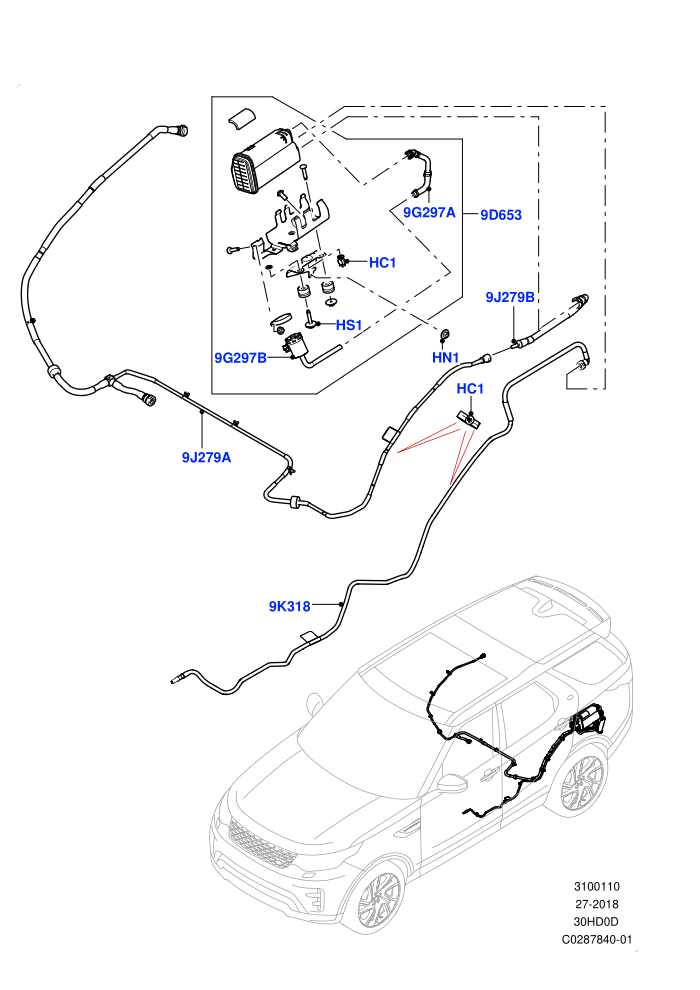 Fuel Lines (3.0L DOHC GDI SC V6 PETROL,Pet Tank W/O Leak Det - Std Filter)(Rear,Solihull Plant Build)((V)FROMKA000001)