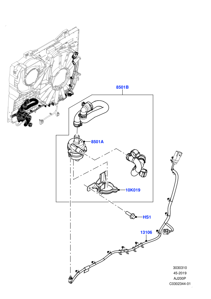 Water Pump (2.0L I4 High DOHC AJ200 Petrol)(Auxiliary Unit,Nitra Plant Build)((V)FROML2000001)