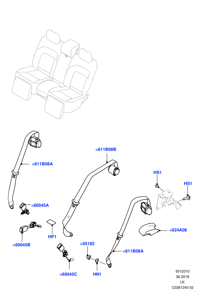 Rear Seat Belts (40/20/40 Super Slouch Rear Seat)((V)FROMJA000001)