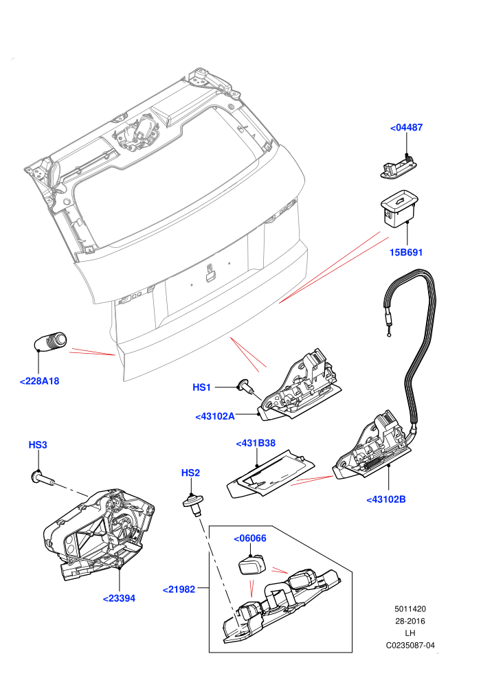 Luggage Compt/Tailgte Lock Controls (3 Door,5 Door,Halewood (UK))