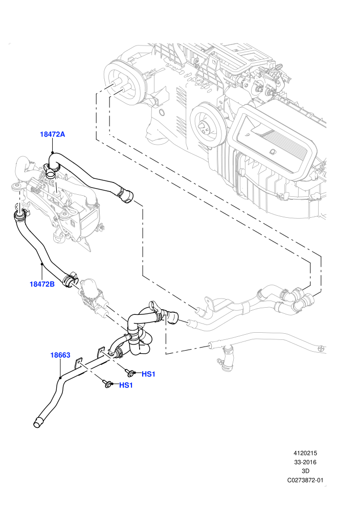 Heater Hoses (3.0 V6 D Gen2 Mono Turbo,3.0 V6 D Low MT ROW,Park Heating With Remote Control,With Fuel Fired Heater)(Solihull Plant Build)((V)TOHA999999 (V)FROMHA000001)