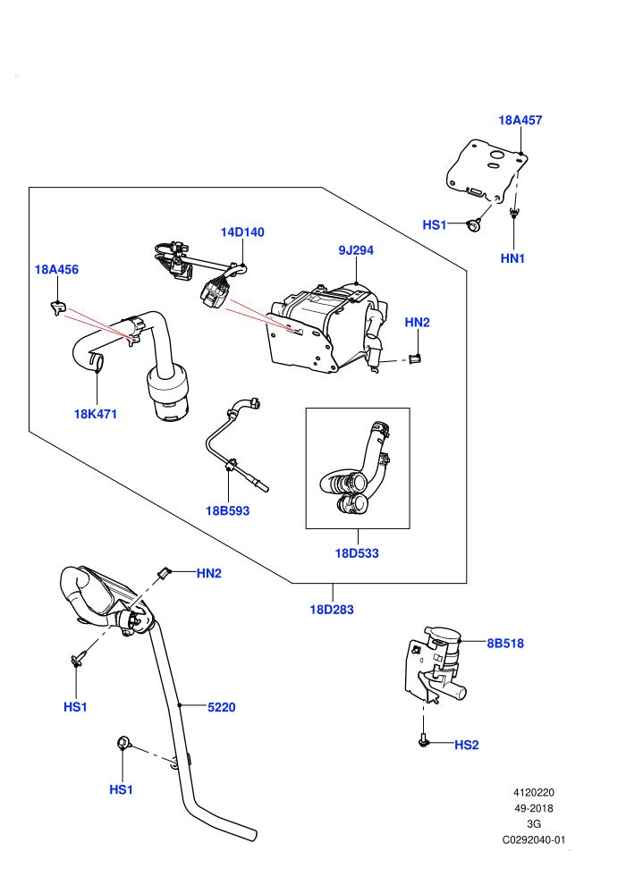 Auxiliary Fuel Fired Pre-Heater (Fuel Fired Heater With Park Heat,Fuel Heater W/Pk Heat With Remote,Halewood (UK),With Fuel Fired Heater)(External Components,Heater Components)
