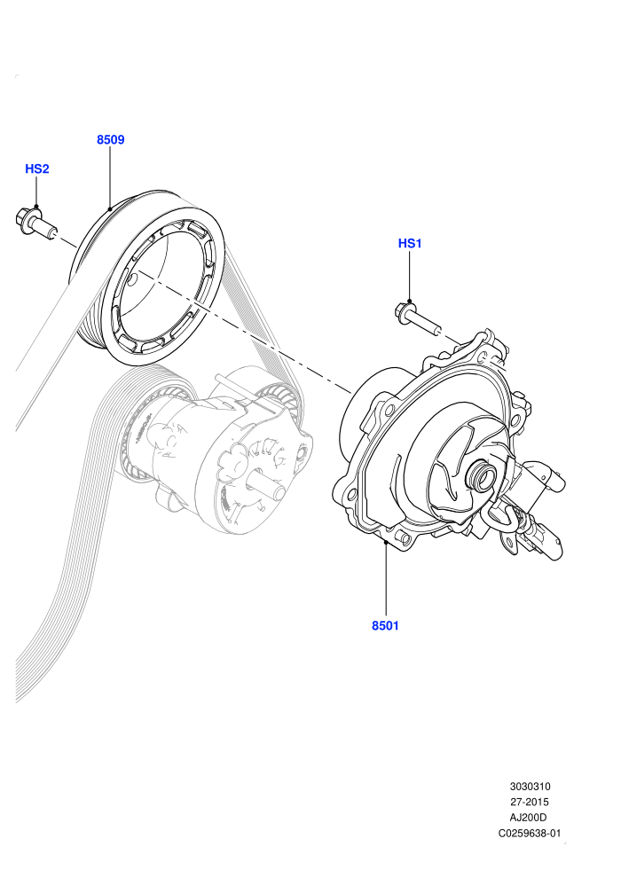 Water Pump (2.0L I4 DSL HIGH DOHC AJ200,2.0L I4 DSL MID DOHC AJ200,Halewood (UK))