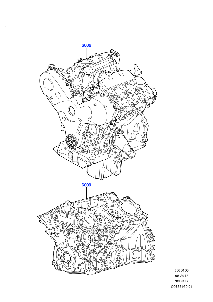 Service Engine And Short Block (3.0 V6 Diesel)(Nitra Plant Build)((V)FROMK2000001)