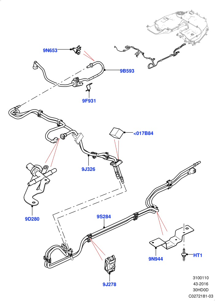 Fuel Lines (3.0L DOHC GDI SC V6 PETROL)(Front,Solihull Plant Build)((V)FROMHA000001)