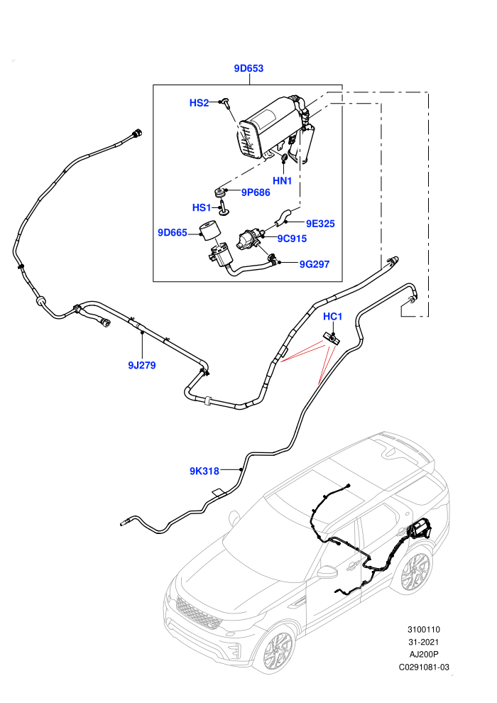 Fuel Lines (2.0L I4 High DOHC AJ200 Petrol,Pet Tank With Leak Det - Lrg Filter,Petrol Tank With Leak Detection)(Nitra Plant Build,Rear)((V)FROMK2000001)