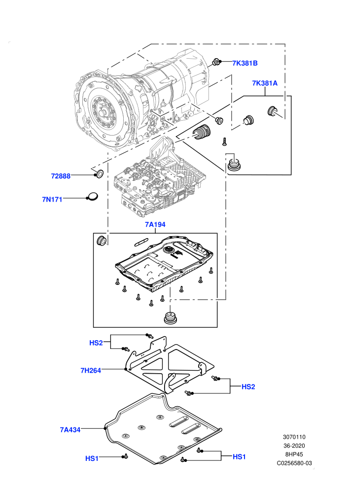 Transmission External Components (8 Speed Auto Trans ZF 8HP45)(Solihull Plant Build)((V)FROMAA000001)