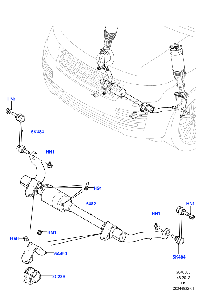Active Anti-Roll Bar System (4.4L DOHC DITC V8 Diesel,5.0 Litre supercharged enhanced,5.0 Petrol AJ133 DOHC CDA,5.0L OHC SGDI SC V8 Petrol - AJ133,With ACE Suspension)(Front,Stabilizer Bar)((V)TOJA999999)