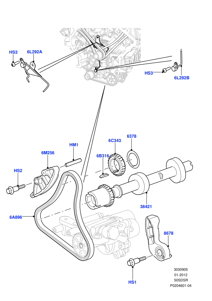 Timing Gear (5.0 Litre supercharged enhanced,5.0 Petrol AJ133 DOHC CDA,5.0L OHC SGDI SC V8 Petrol - AJ133)(Auxiliary Drive)((V)FROMAA000001)