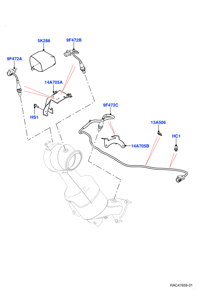 Exhaust Sensors And Modules (2.0L AJ20P4 Petrol High PTA,2.0L AJ20P4 Petrol Mid PTA,Halewood (UK),Japan DBA Emissions,L7 Emission - Brazil,SULEV Requirements)
