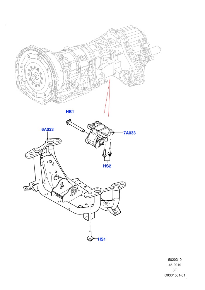 Transmission Mounting (2.0L AJ200P Hi PHEV,2.0L I4 High DOHC AJ200 Petrol)