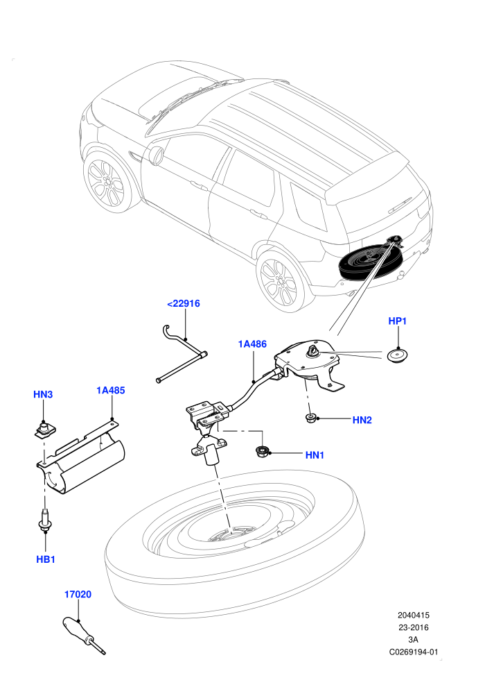 Spare Wheel Carrier (Itatiaia (Brazil),With 3rd Row Double Seat,With 7 Seat Configuration)((V)FROMGT000001)