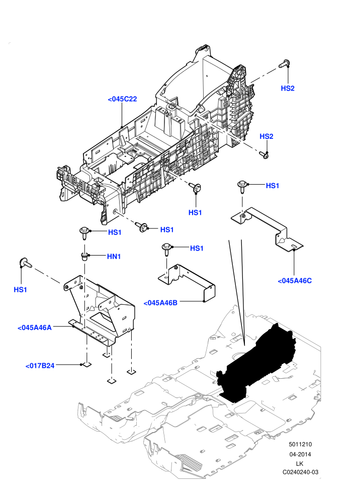 Console - Floor (Individual 2nd Row Seats SV,With 40/40 Split Individual Rr Seat)(For Carrier Assy,Internal Components,Rear)