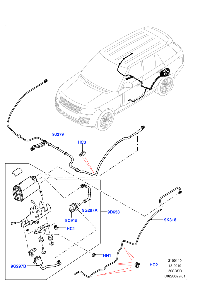 Fuel Lines (5.0L OHC SGDI SC V8 Petrol - AJ133,Lev II Requirements,ULEV II Requirements)(Rear)((V)TOGA999999 (V)FROMGA000001)