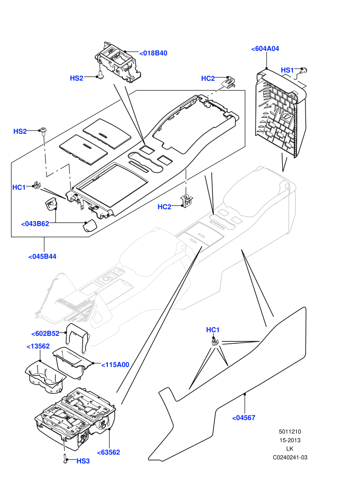 Console - Floor (With 40/40 Split Individual Rr Seat)(External Components,For Carrier Assy,Rear)