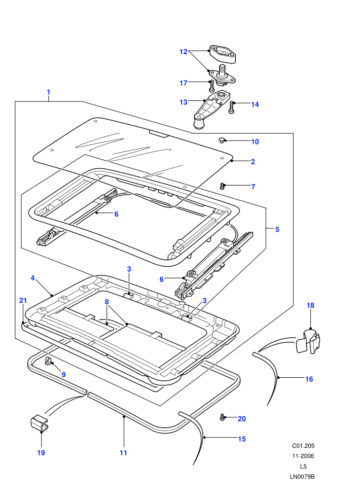 Sunroof Assembly (With Manual Slide Sunroof)