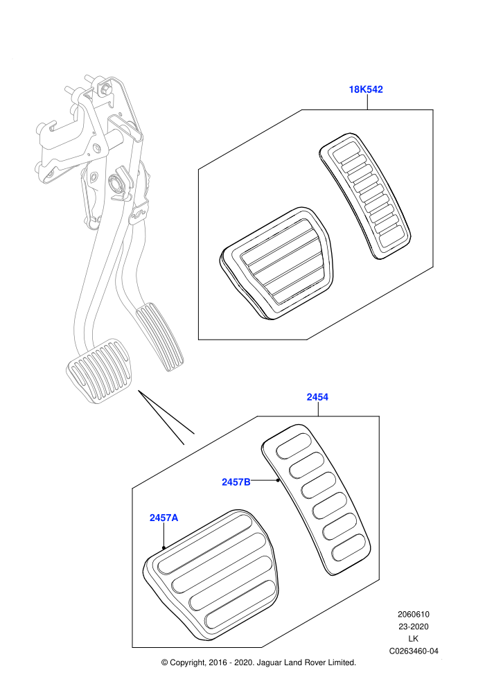 Brake And Clutch Controls (Unique Met Finish Foot Pedals Pads)(Kit)((V)FROMGA000001)