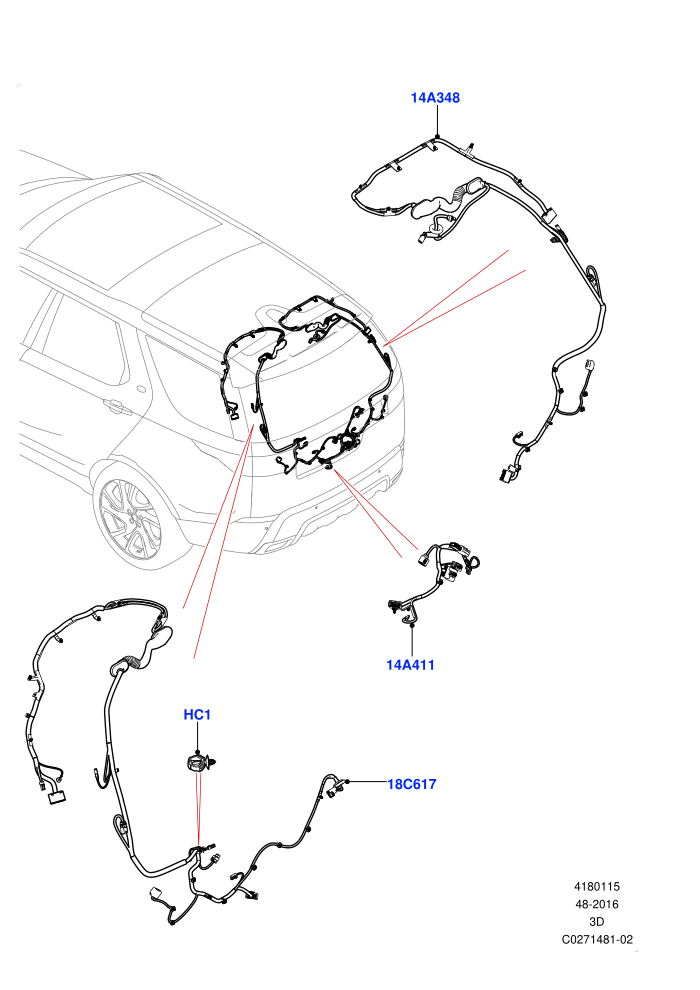 Electrical Wiring - Body And Rear (Solihull Plant Build,Tailgate)((V)FROMHA000001)