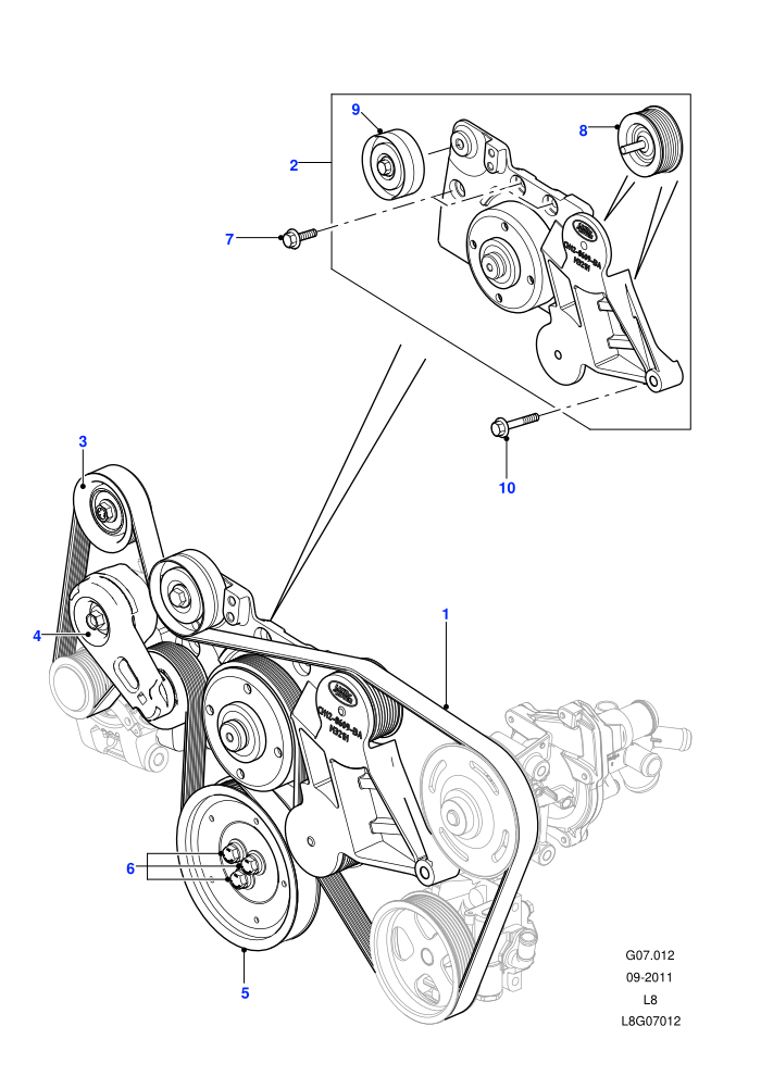 Pulleys And Drive Belts (2.2L 16V TC I4 DSL 122PS PUMA,Less Air Conditioning)((V)FROMCA000001)