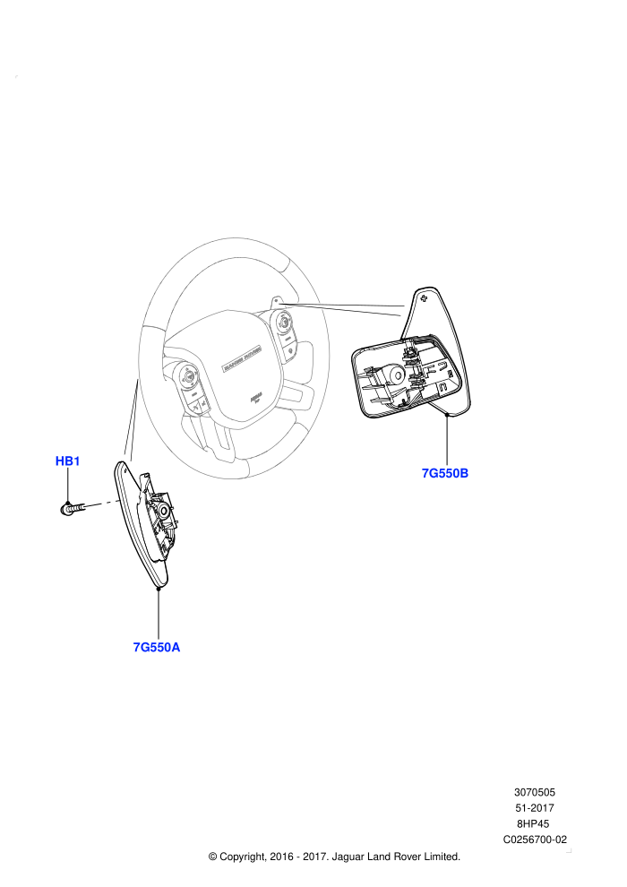 Gear Change-Automatic Transmission (8 Speed Auto Trans ZF 8HP45,Paddle Shift,Paddle Shift - Noble)(Solihull Plant Build)((V)FROMAA000001)