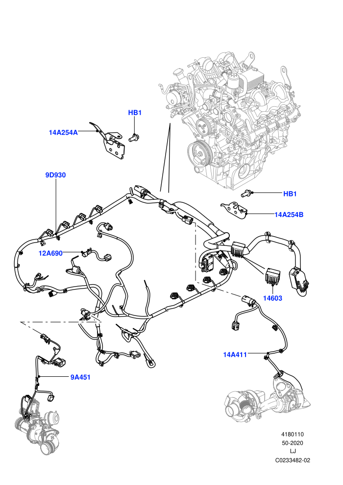Electrical Wiring - Engine And Dash (4.4L DOHC DITC V8 Diesel)((V)FROMBA000001)