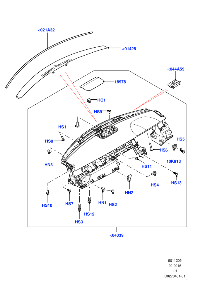 Instrument Panel (Changsu (China),Less Head Up Display)(External,Upper)((V)FROMEG000001)