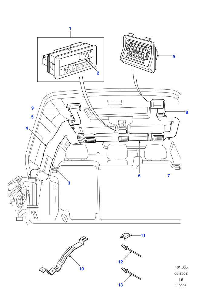 Rear Air Con-Ducts & Vents (Dual Zone Air/Con Manual Control)