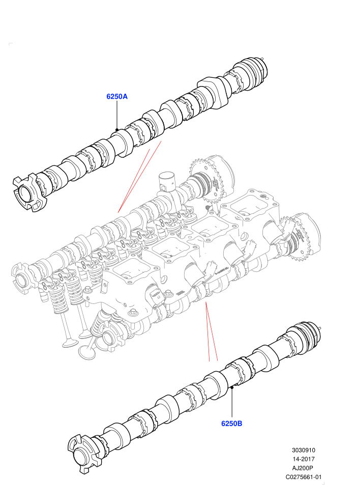 Camshaft (2.0L AJ200P Hi PHEV,2.0L I4 High DOHC AJ200 Petrol,2.0L I4 Mid DOHC AJ200 Petrol)(Solihull Plant Build)((V)FROMHA000001)