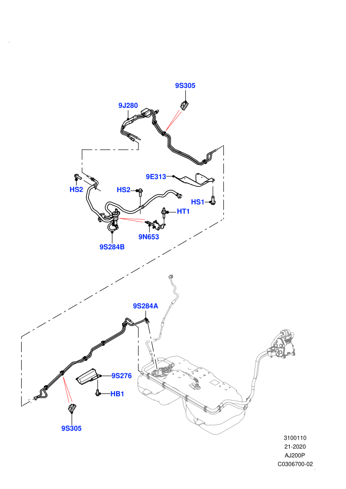 Fuel Lines (2.0L AJ20P4 Petrol Mid PTA,Changsu (China))((V)FROMKG446857)