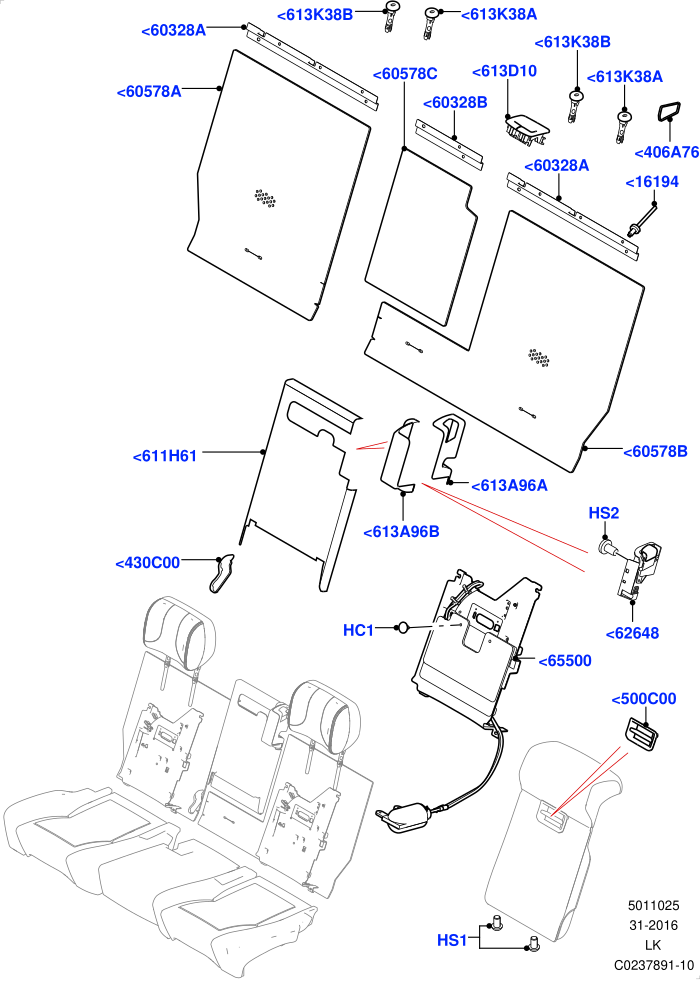 Rear Seat Back (With 60/40 Manual Fold Thru Rr Seat,With 60/40 Power Fold Thru Rr Seat)