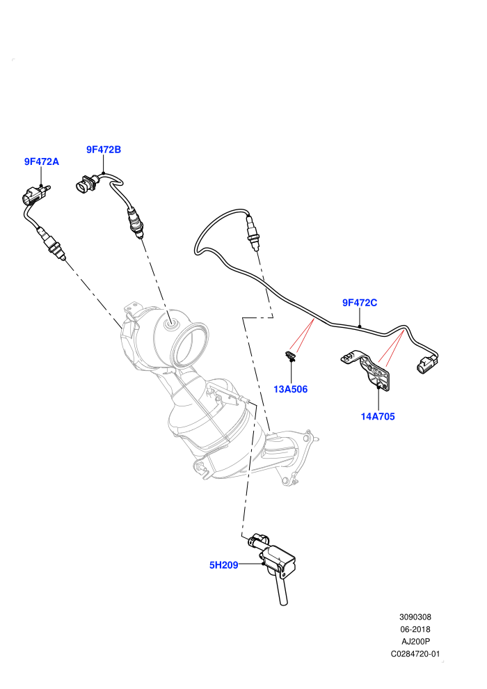 Exhaust Sensors And Modules (2.0L I4 High DOHC AJ200 Petrol,2.0L I4 Mid DOHC AJ200 Petrol,Changsu (China))