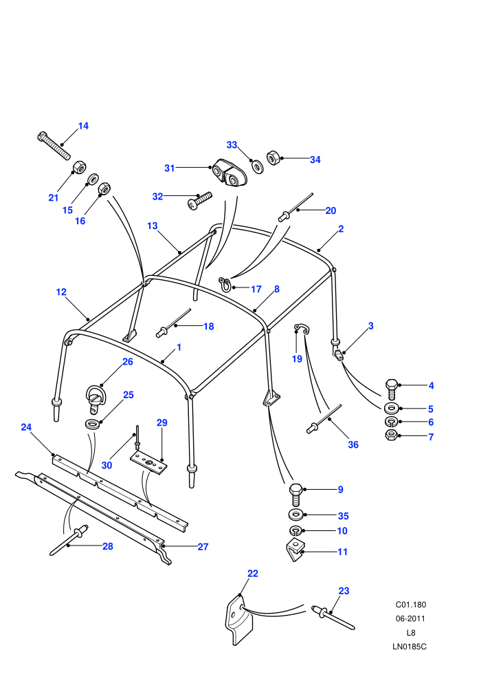 Hoodsticks - Bulkhead Fixing (110&nbsp;Wheelbase,Pick Up)((V)FROM7A000001)